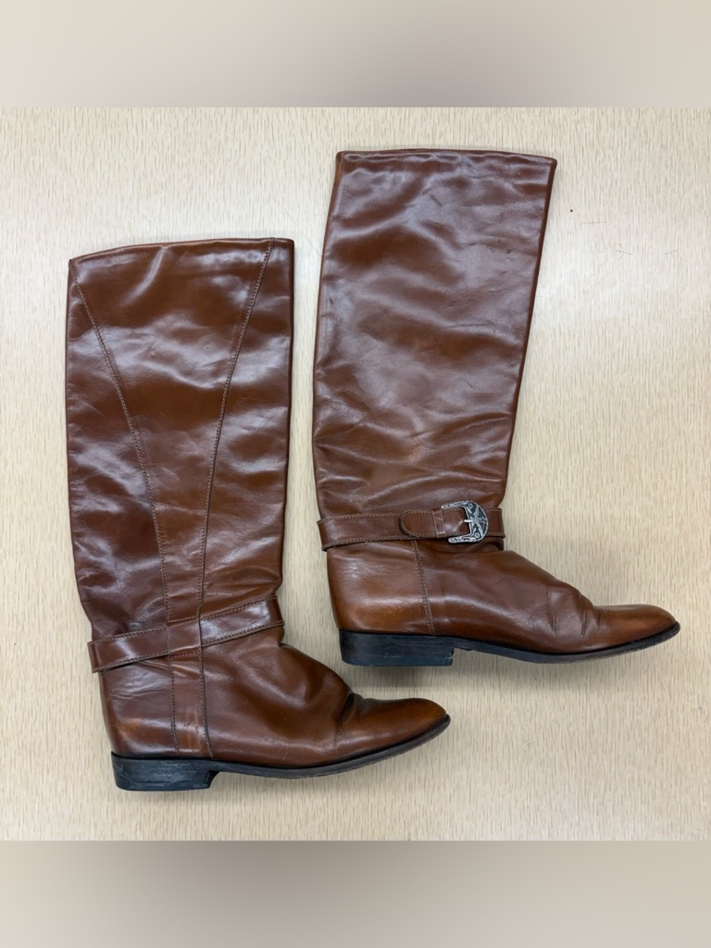 Vintage Y2K Charles David brown Italian leather harness boots